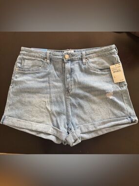 Abound Light Blue High-Rise Rolled Hem Denim Shorts